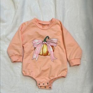 SHEIN Orange and Pink Bodysuit with Decorative Bow